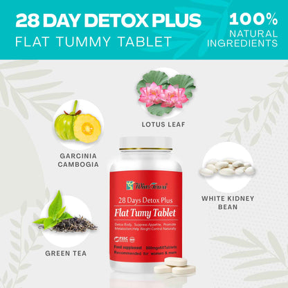 כדורים לבטן שטוחה – 28 Day Detox Plus Flat Tummy Tablet