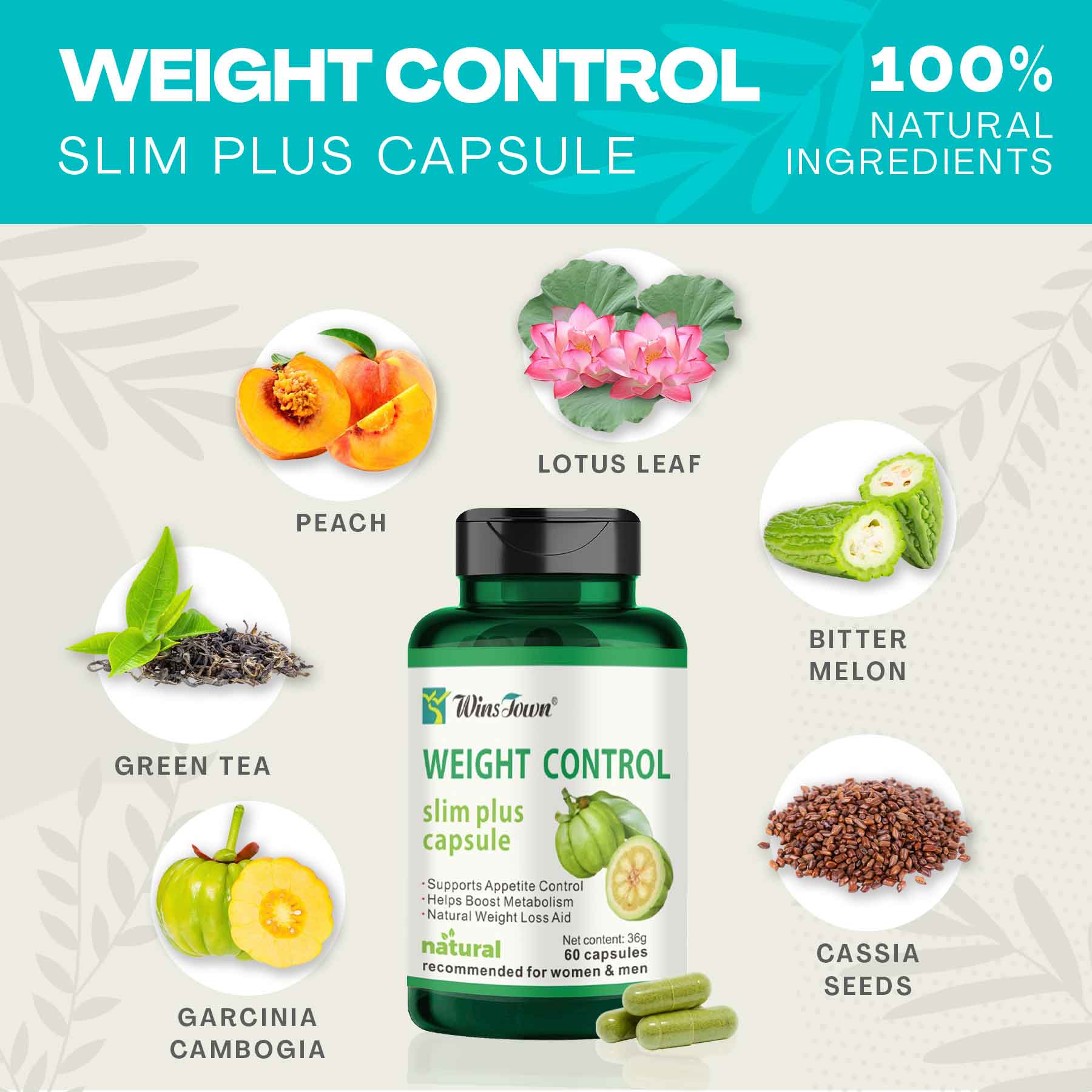 כדורים לירידה במשקל מתמציות צמחים – Weight Control Capsule עם מרכיבים טבעיים.