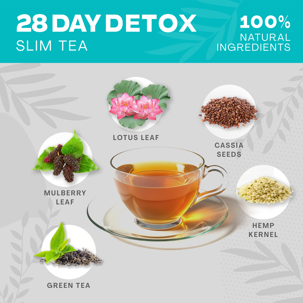 Slim Tea Tox – תה דטוקס אורגני ל־28 יום להרזיה וחילוף חומרים – רכיבים